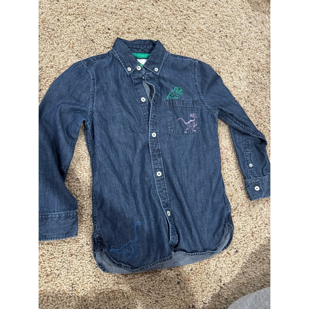 Mini boden boys denim button up with Dino's 7/8
